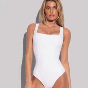 TA3 | Squarey Regular/Long One Piece Swim Suit - White